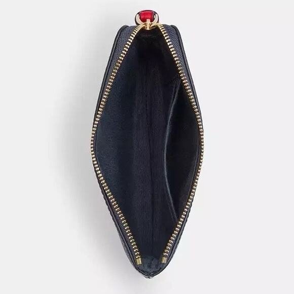 NWT Coach Corner Zip Wristlet In Signature Denim/Bold Red CBP19 - Picture 6 of 7